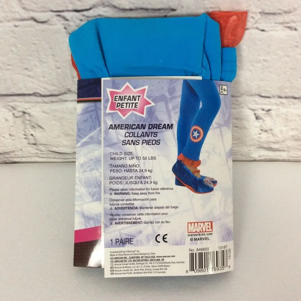Marvel Girls American Dream Footless Tights Child Size Small Cosplay Costume NIP